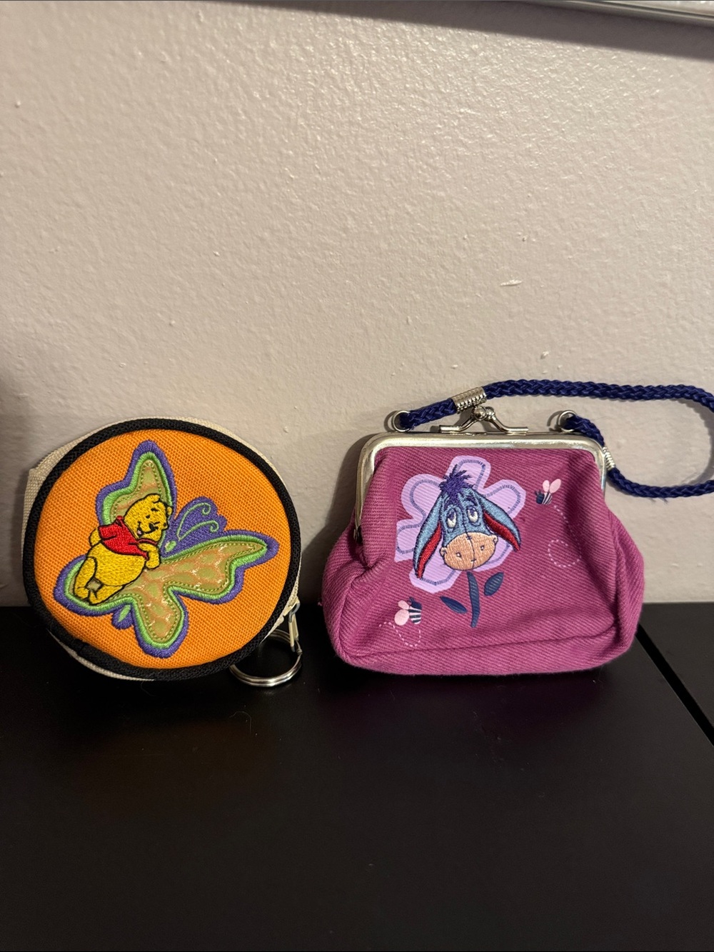 Winnie-the-Pooh zip pouch & Pink Eeyore Mini kiss lock Purse